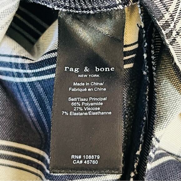 Rag & Bone Women’s Sz 0 Blue Plaid Pants Simone High Rise Ankle Slim Stretch - Picture 16 of 16